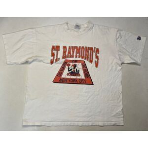VINTAGE St Raymond's New York City Graphic T-shirt Men XXL White USA 90s